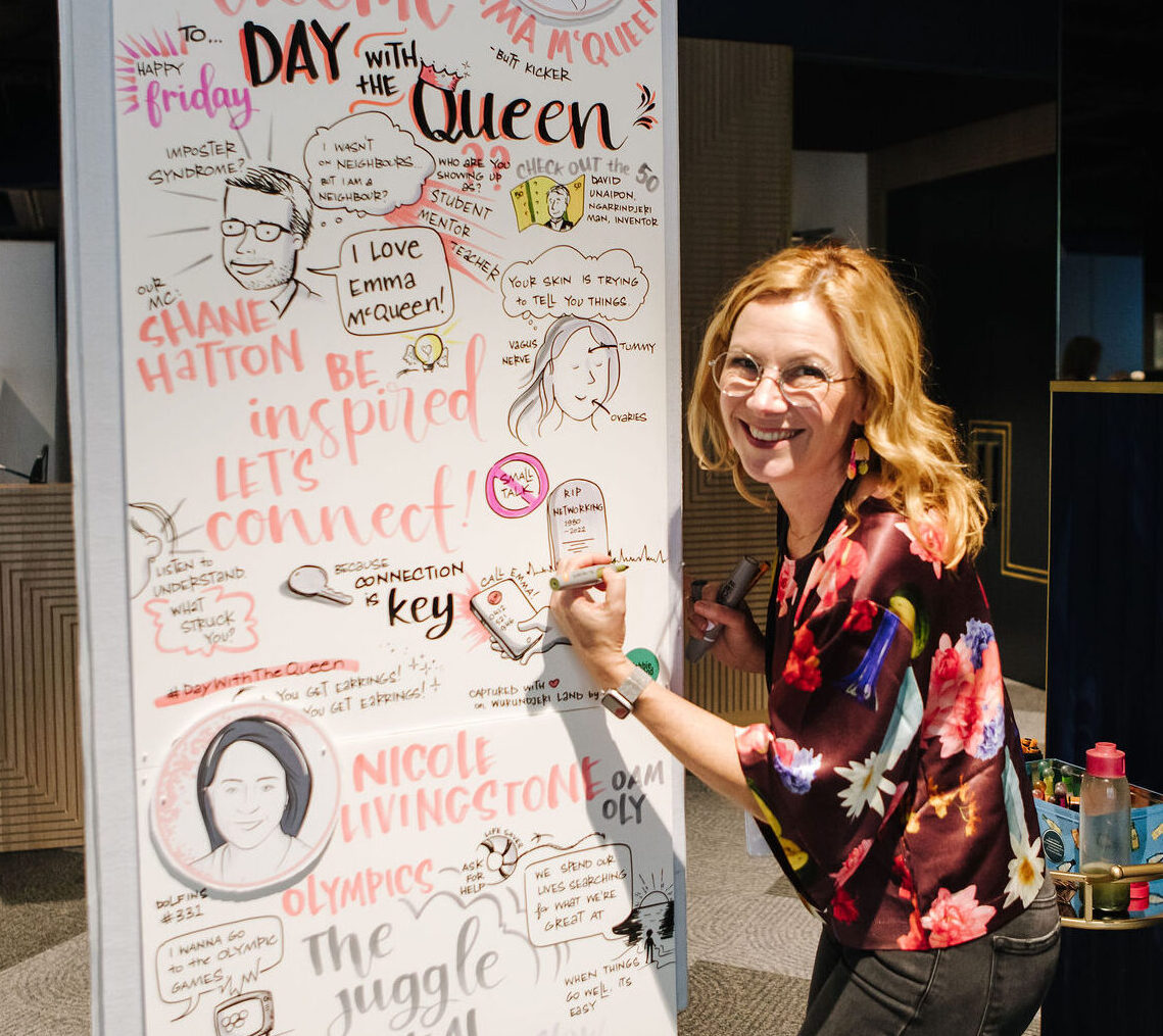 Graphic recording Onsite at Day with the Queen in September 2022